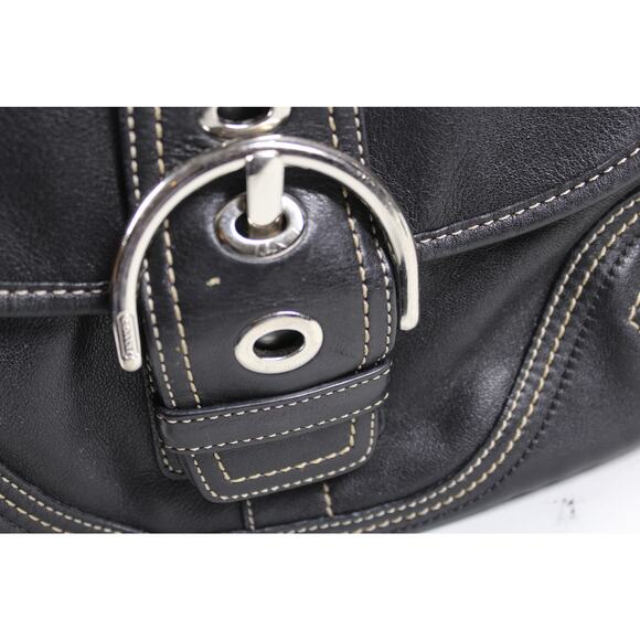 Coach F10188 Vintage Small Soho Black Leather Shoulder Flap Buckle Purse Bag - Picture 3 of 9